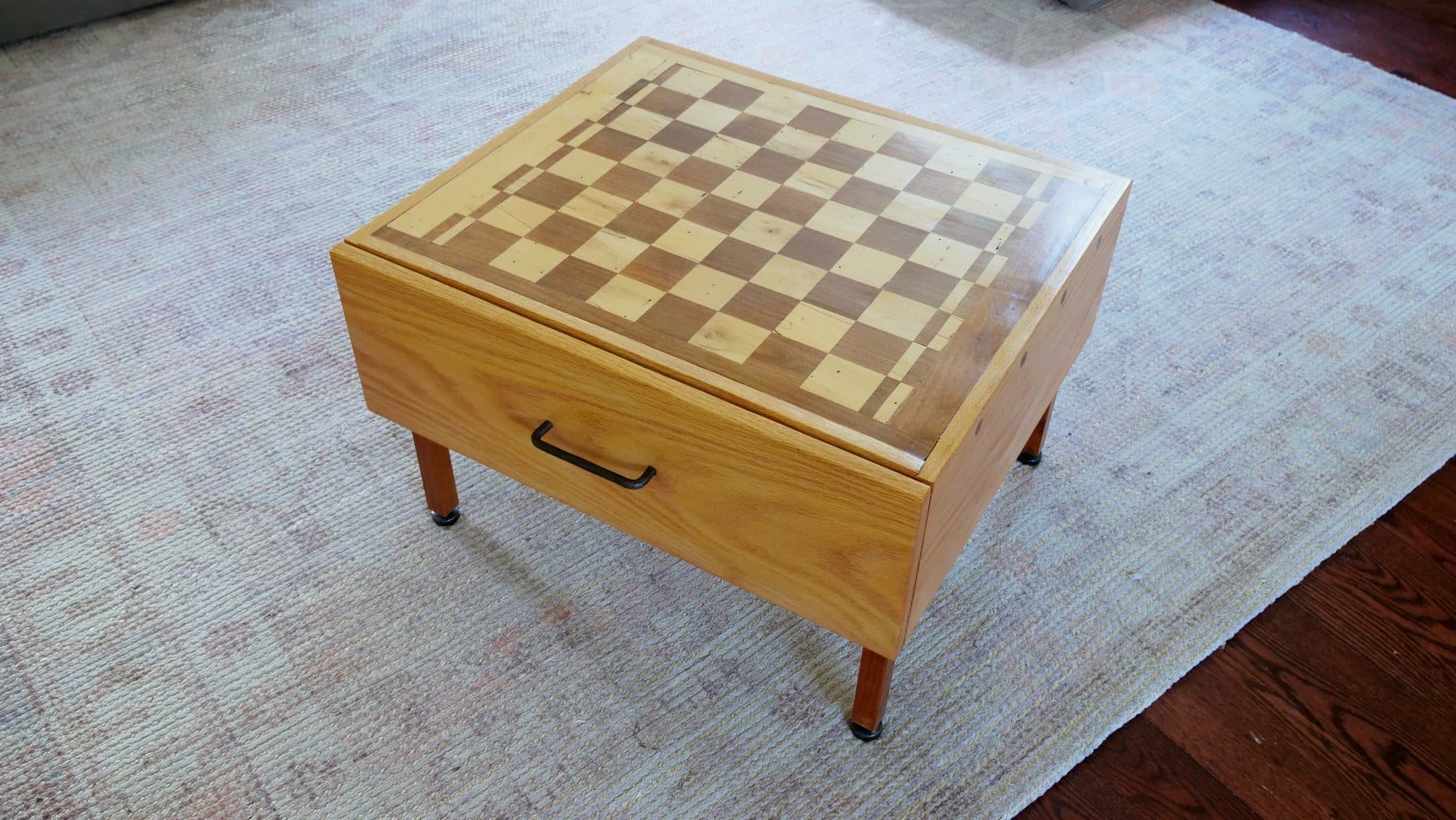 Small chess side table w/ drawer, styled