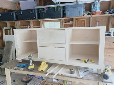 Credenza carcass on bench