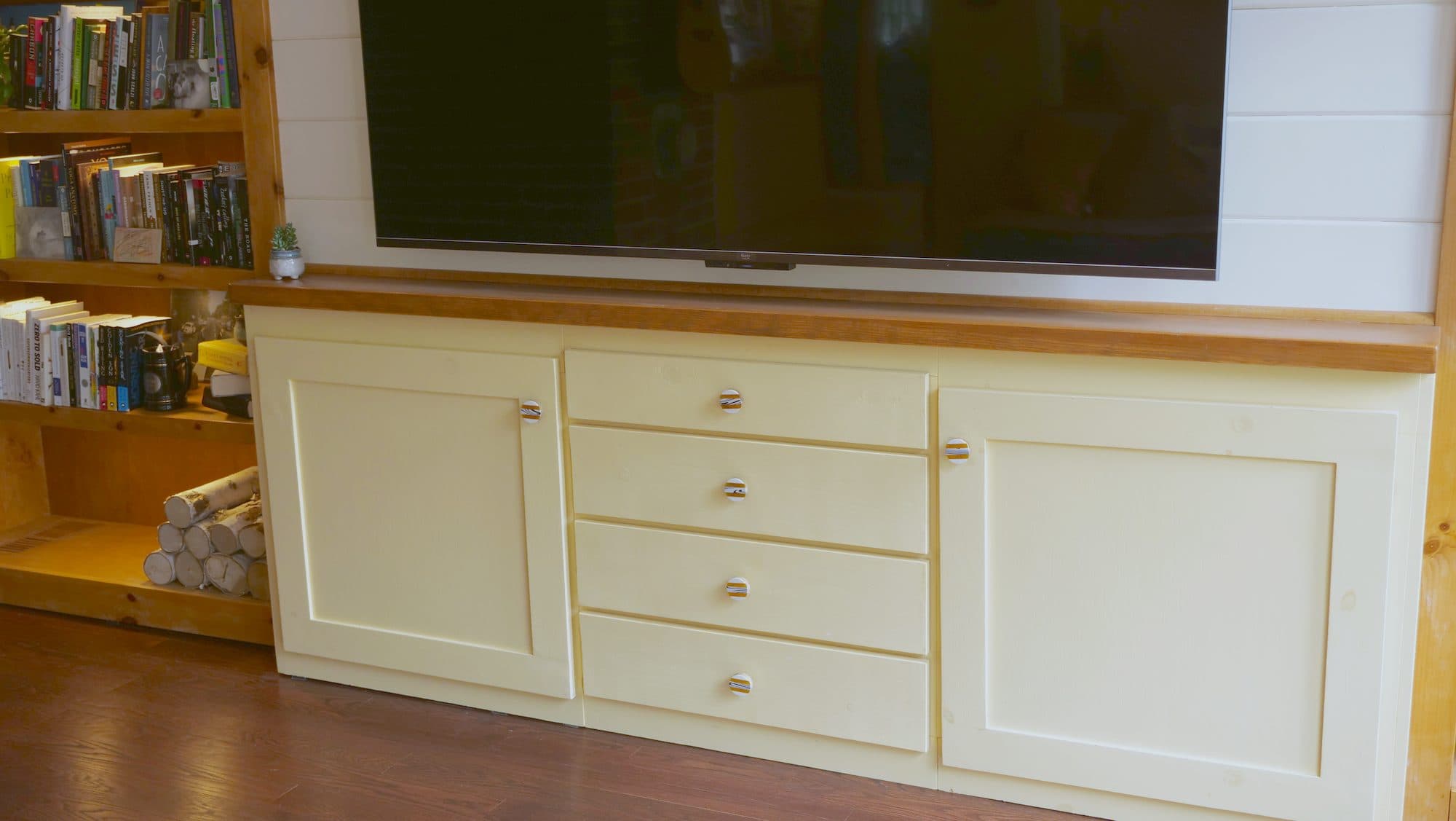 Lower TV console cabinet detail