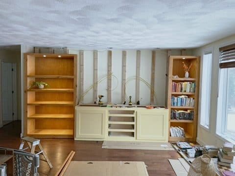 Built-in bookcases + base cabinetry, install