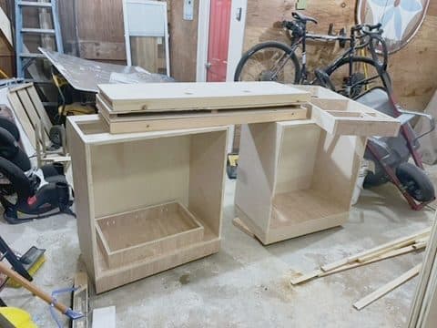 Pair of base-cabinet carcasses