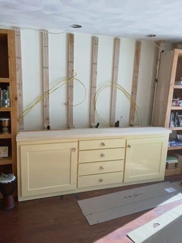 Built-in base cabinet/credenza install