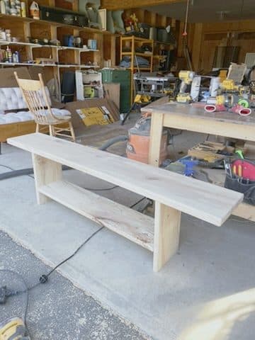 Entry/shoe bench w/ lower shelf, shop