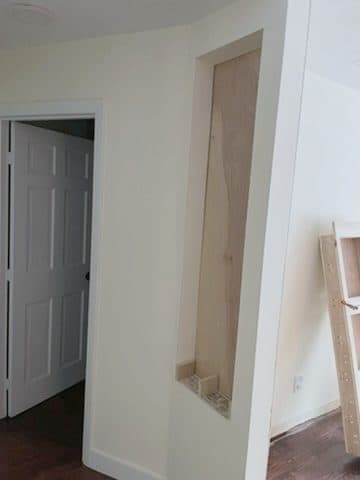Wall niche framed + plywood-lined