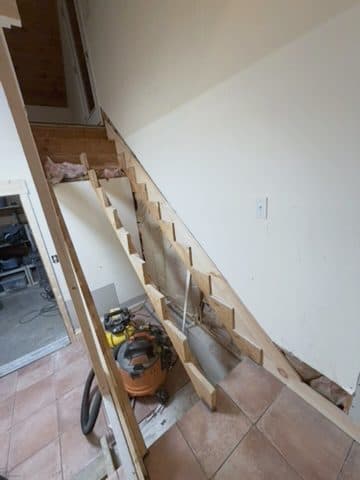 Stringer demo/framing, old stair removed
