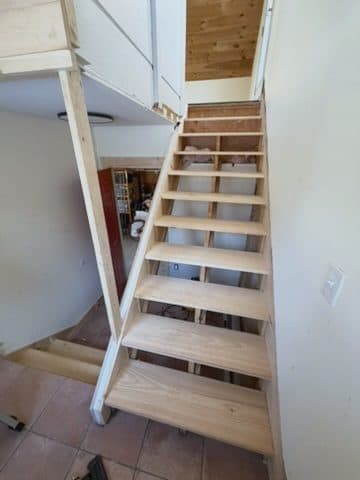 Open-riser stair under construction