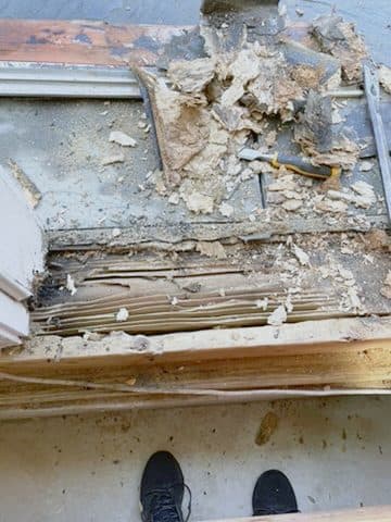Rotted sill demo near threshold