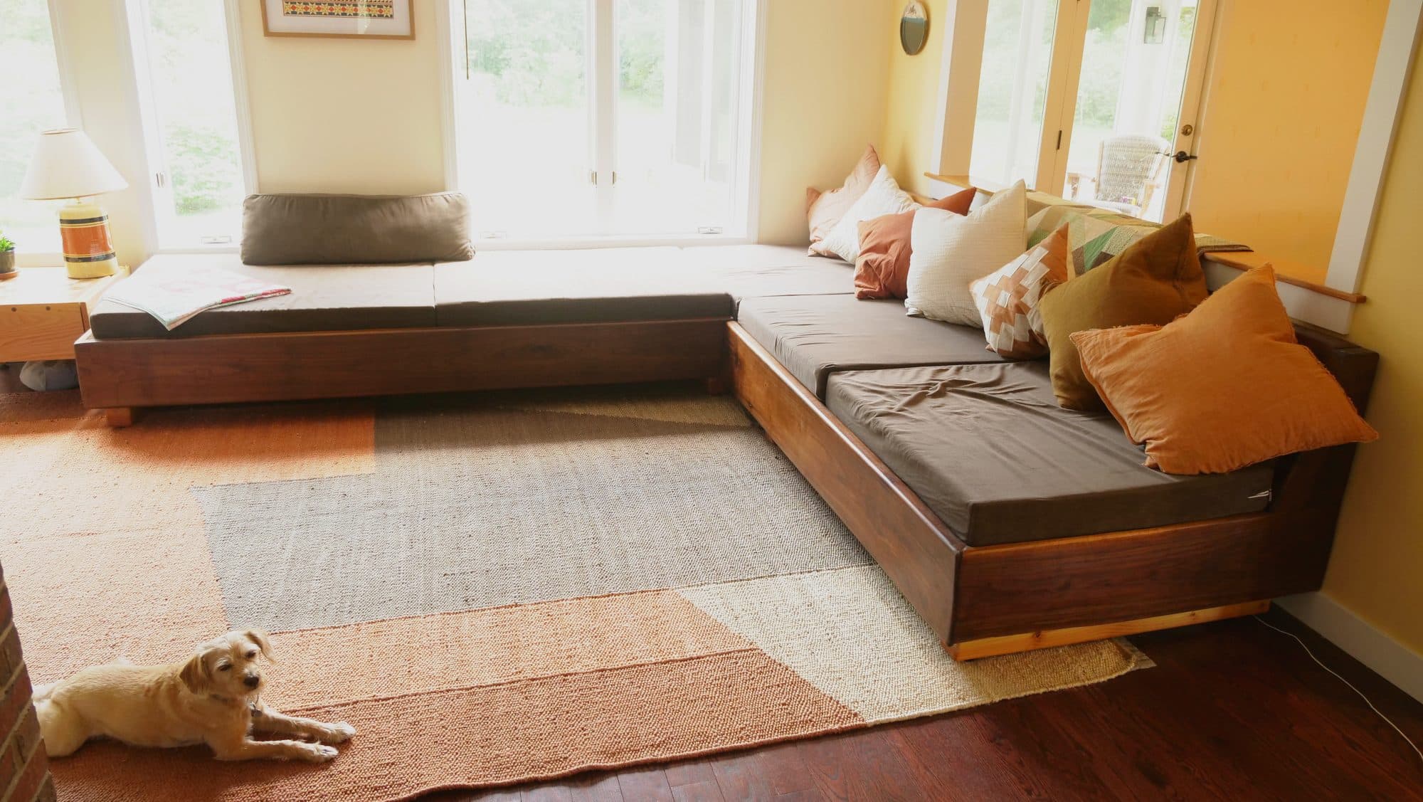 Walnut L-Shaped Daybed