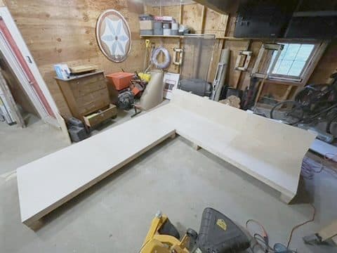 L-daybed plywood base in shop