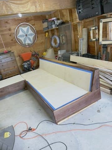 Same bed, angled headboard, alt view