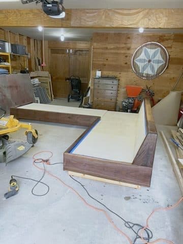 Platform w/ walnut border + ply deck
